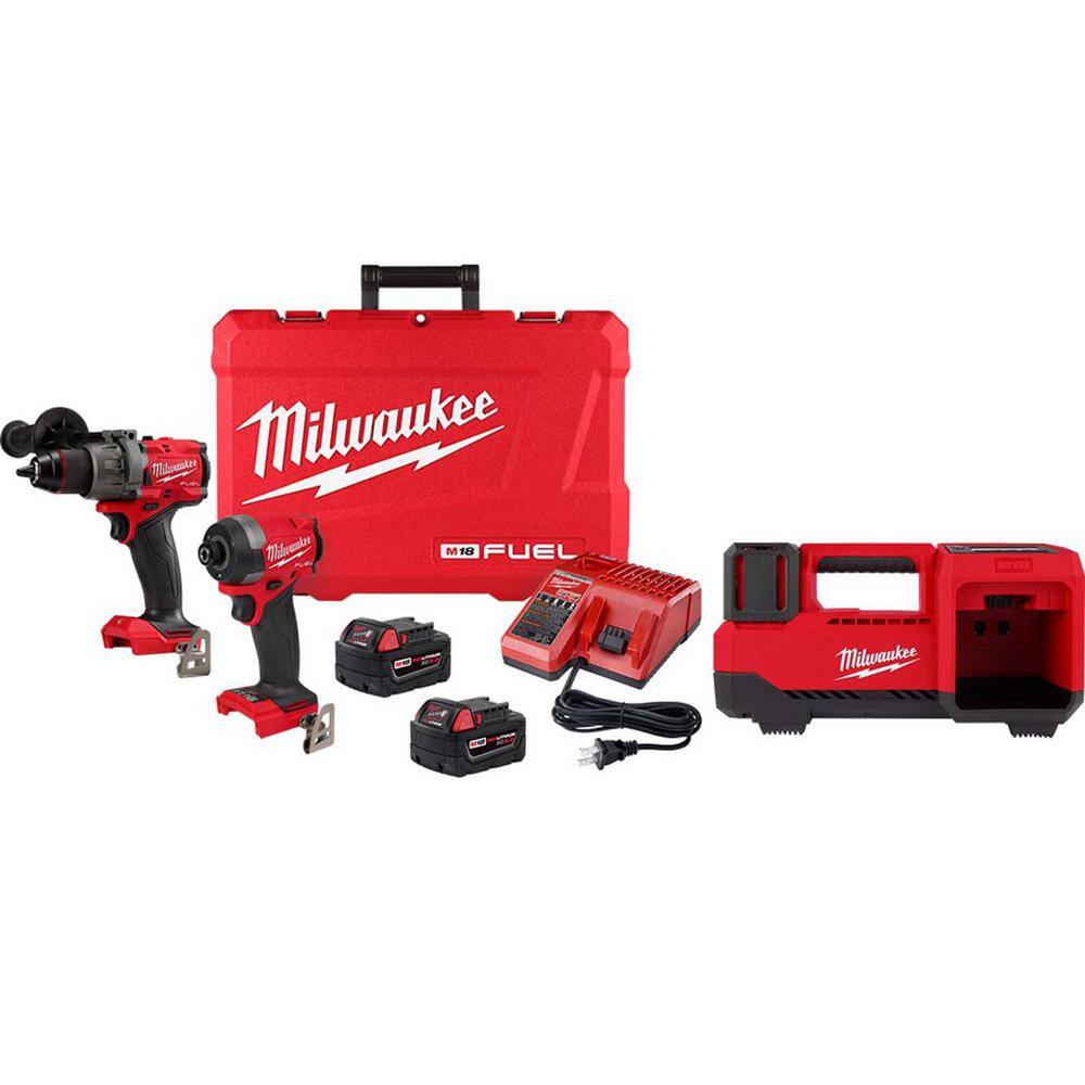 MW M18 FUEL 18-Volt Lithium-Ion Brushless Cordless Hammer Drill and Impact Driver Combo Kit (2-Tool) with Inflator 3697-22-2848-20