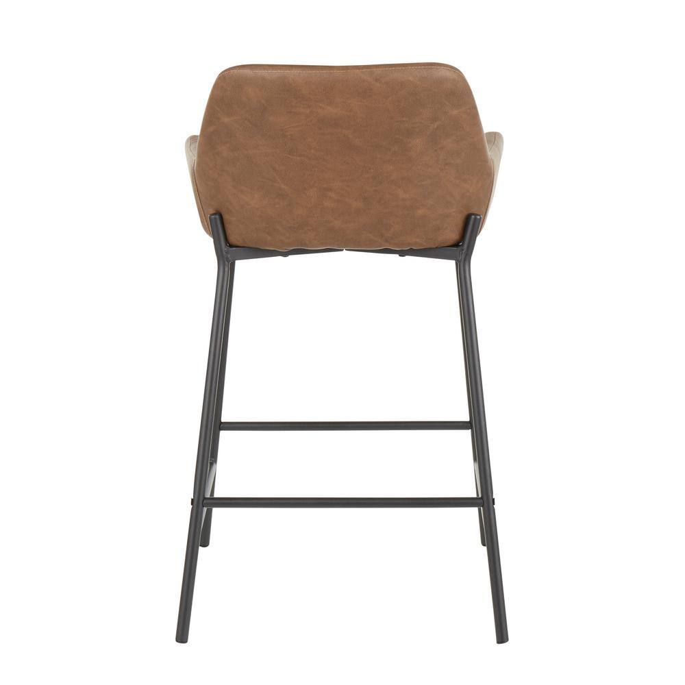 Lumisource Daniella 24 in. Espresso Faux Leather Industrial Counter Stool (Set of 2) B24-DNLA BKE2