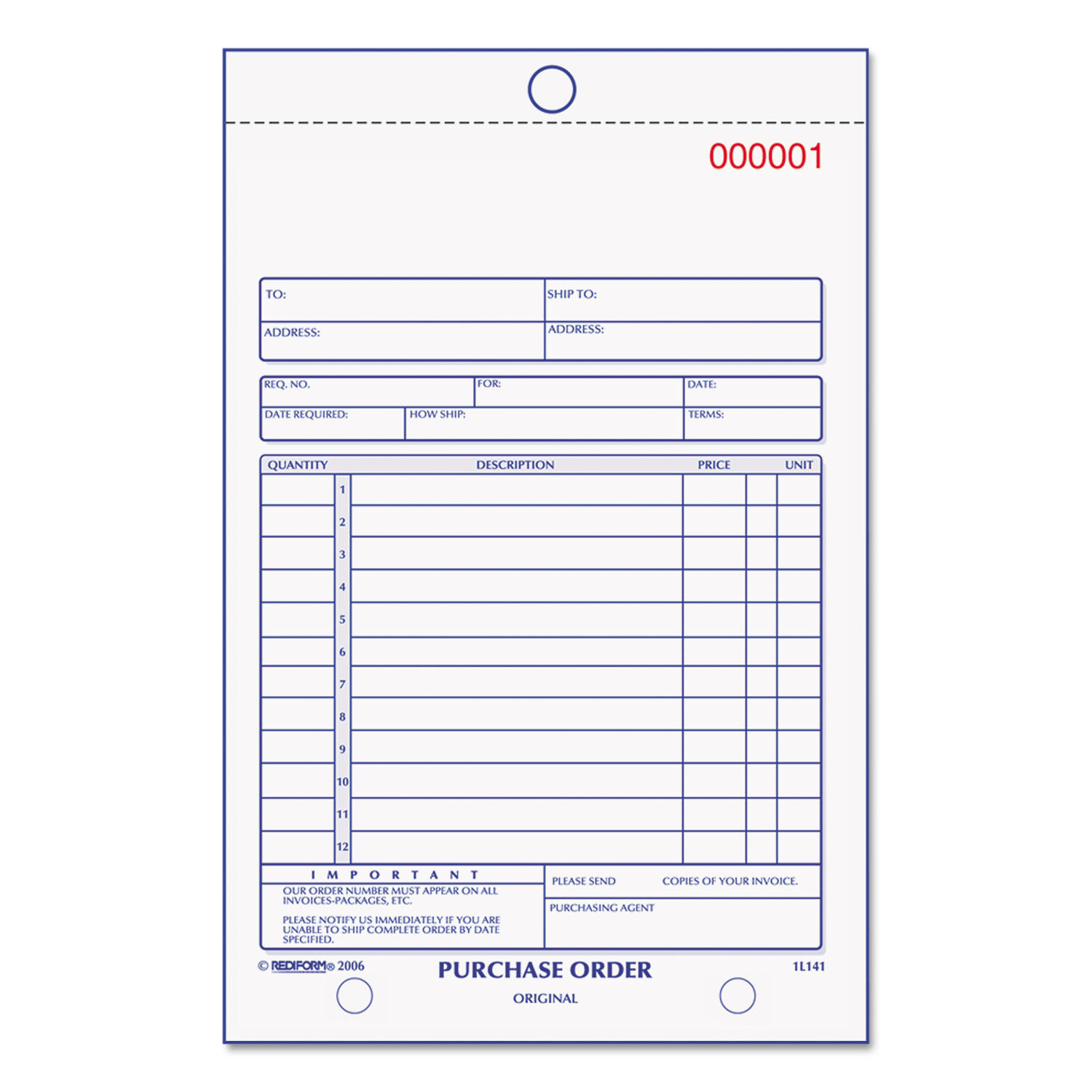 Purchase Order Book by Rediformandreg; RED1L141