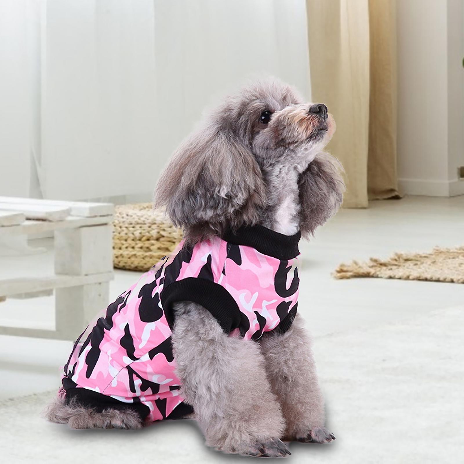 Polyester Pet Recovery Suit Soft Clothes After Surgery Wound Protection for Dogs Cats(Pink M)