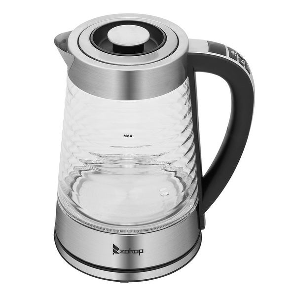 2.2L Electric Glass Kettle， Wave Body Kettle With Electronic Handle