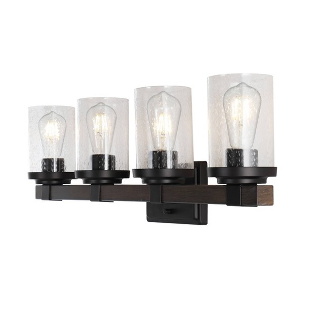 Led Iron seeded Glass Bungalow Farmhouse Wall Light Oil Rubbed Bronze Jonathan Y