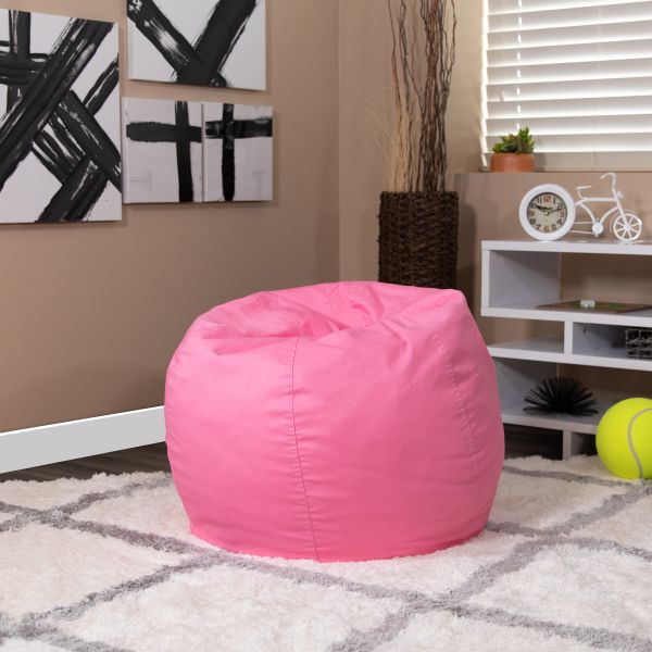 Dillon Small Solid Light Pink Refillable Bean Bag Chair for Kids and Teens