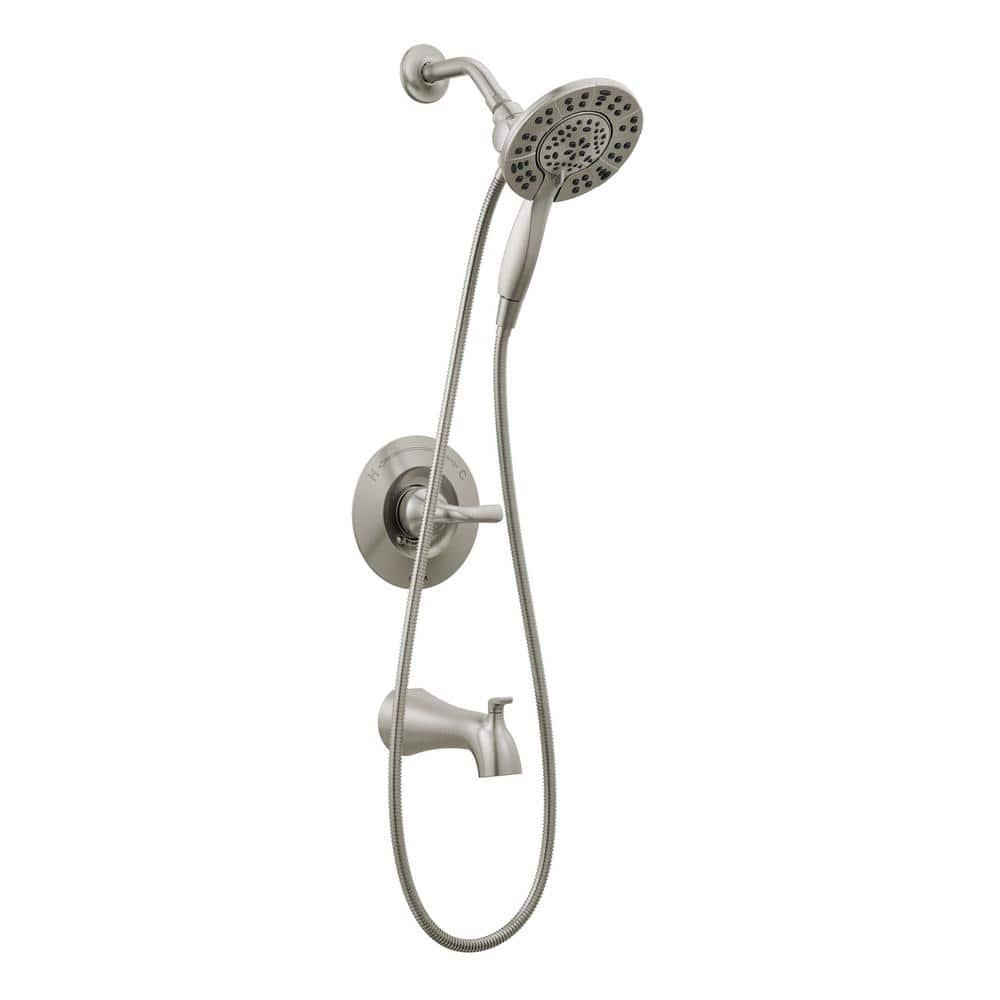 Delta Arvo In2ition TwoinOne SingleHandle 4Spray Tub and Shower Faucet in Spotshield Brushed Nickel