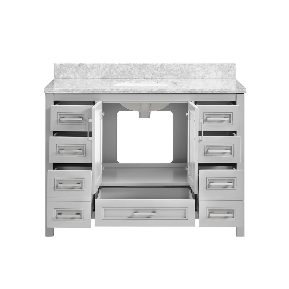 TimelessChic 48 in Undermount Single Sink Bathroom Vanity with Carrara Natural Marble Top