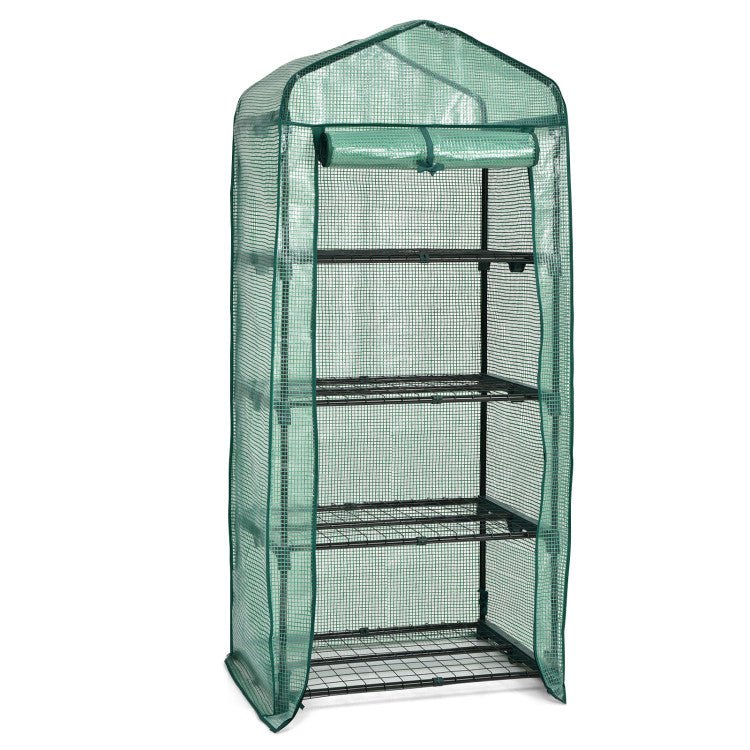 Heavy-Duty 4-Tier Portable Mini Greenhouse With Weatherproof Cover