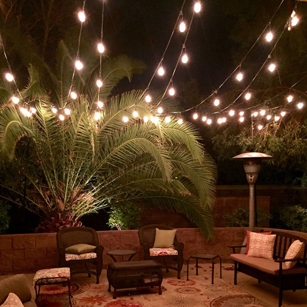 96FT LED Outdoor Waterproof Commercial Grade Patio Globe String Lights Bulbs   Outdoor Rope And String Lights   by Costway INC.  Houzz