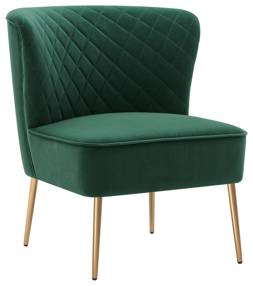 Diamond Stitched Bright Velvet Slipper Chair   Midcentury   Armchairs And Accent Chairs   by Duhome inc  Houzz