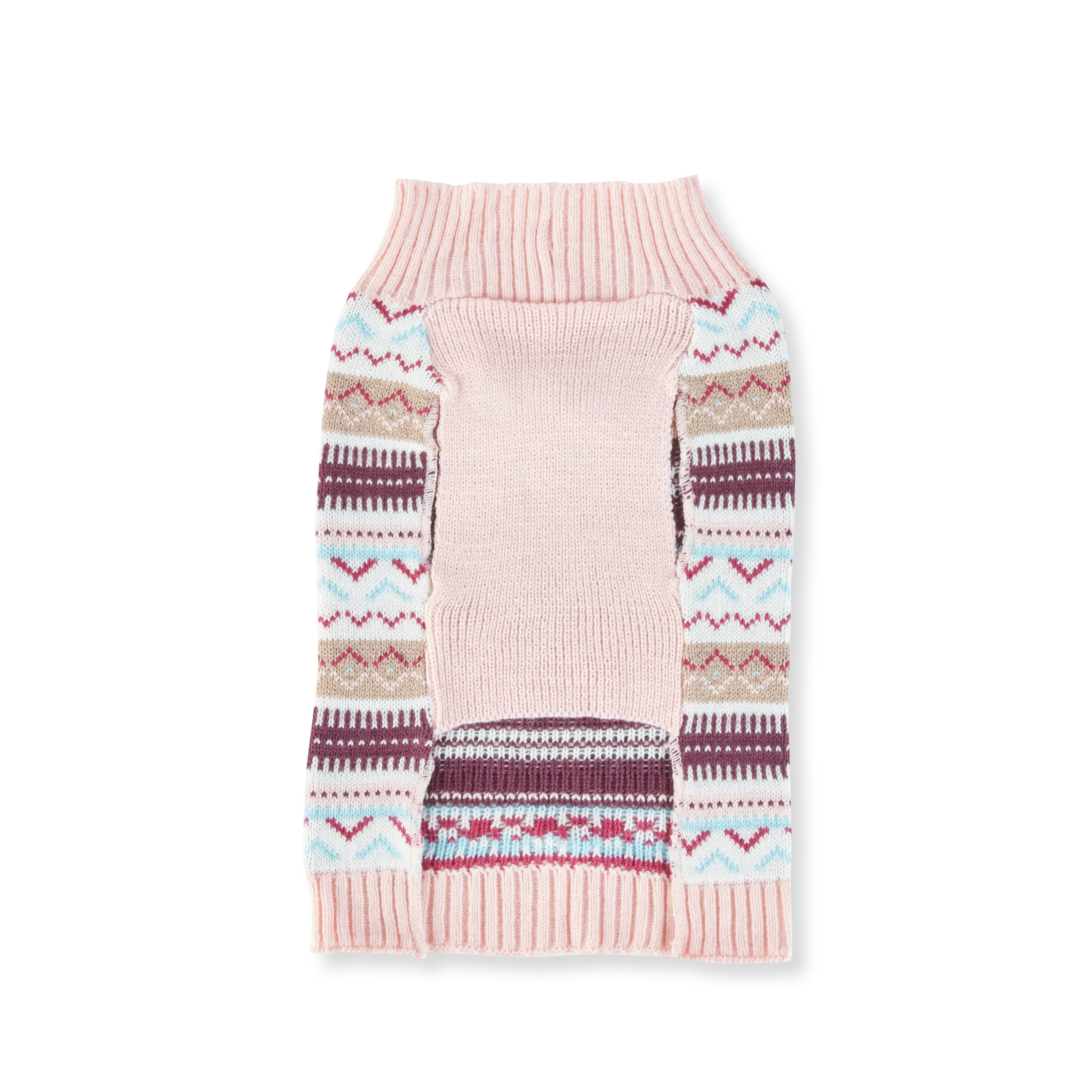 Vibrant Life， Dog and Cat Clothes， Fair Isle Pet Sweater， Pink， S