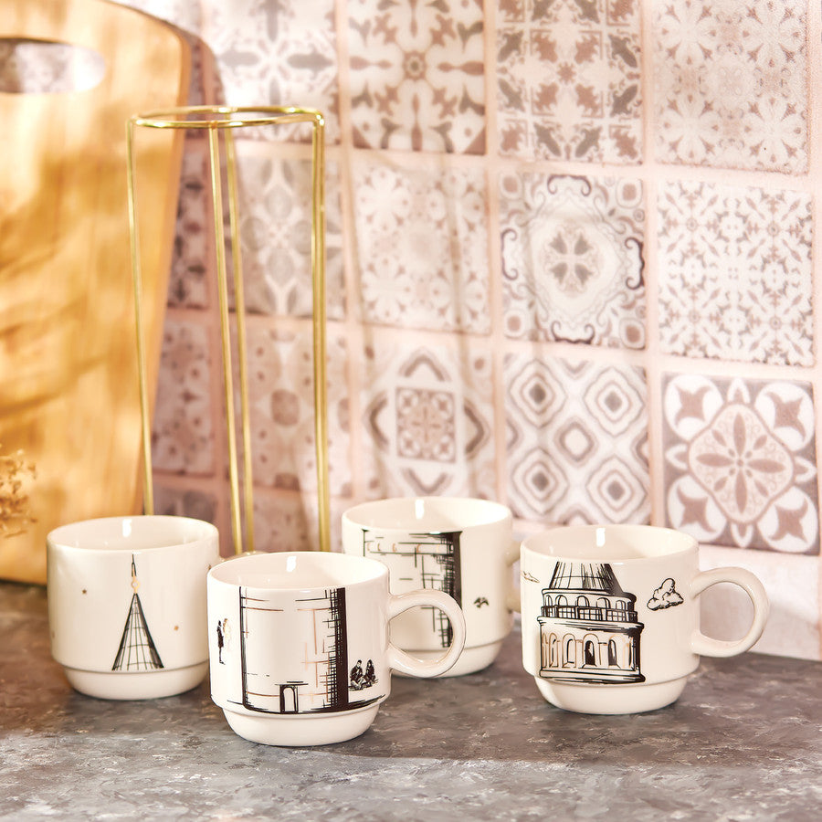 Karaca Galata 4-Piece Mug/ Mug With Stand 153.03.06.4675