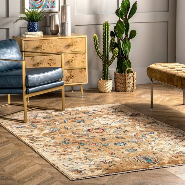 Sebrina Blossom Area Rug Beige Nuloom