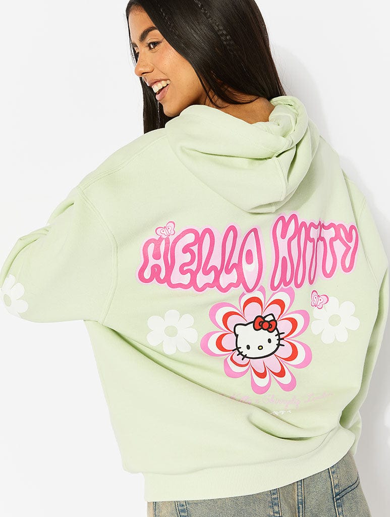 Hello Kitty x Skinnydip Warped Flower Green Hoodie