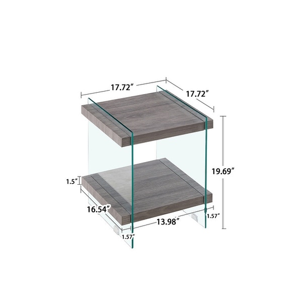 Modern nightstand end table with Sleek and Sturdy Tempered Glass Leg