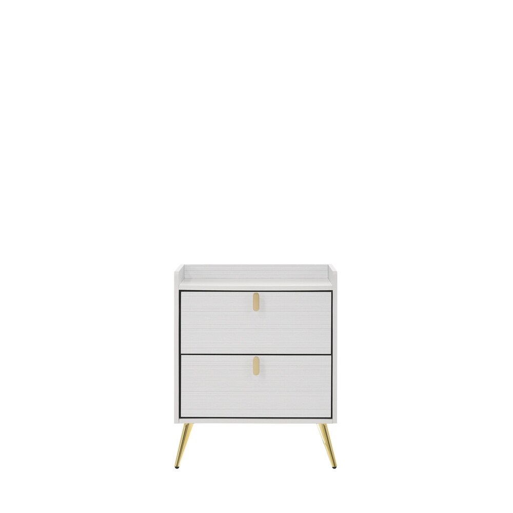 White Finish Nightstand   Composite  Veneer  Metal  Contemporary Style  Assembly Required