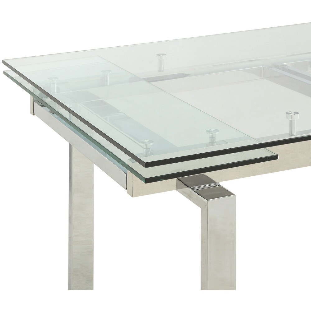 Modern Design Expandable Glass Top Dining Set