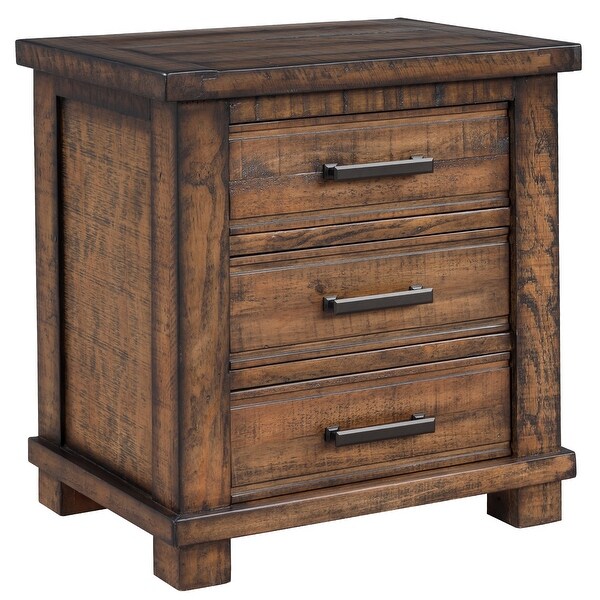 Modern Solid Wood Nightstand with 3 Drawers and 4 Legs， Superior Top， Suitable for Any Bedroom or Living Room Office - - 37671704