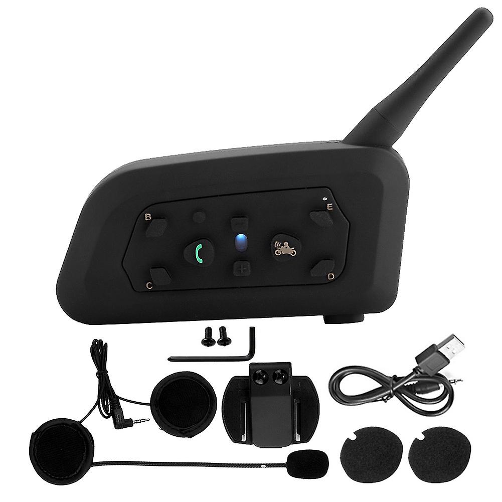 V6-1200 Motorcycle Helmet Wireless Bluetooth Intercom Hands Free Headphone For 6 People