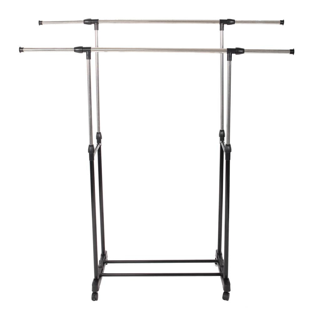 Ktaxon Double Rail Rolling Garment Rack Adjustable Clothes Drying Hanger Laundry Rack