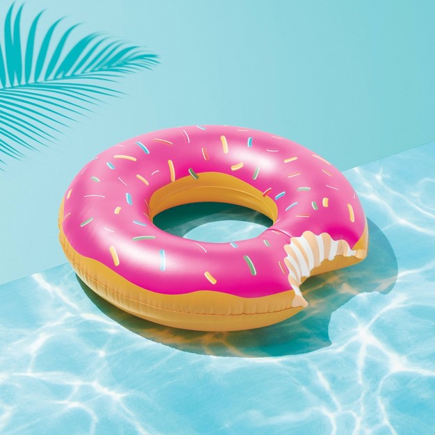 Strawberry Donut Pool Float Bright Pink