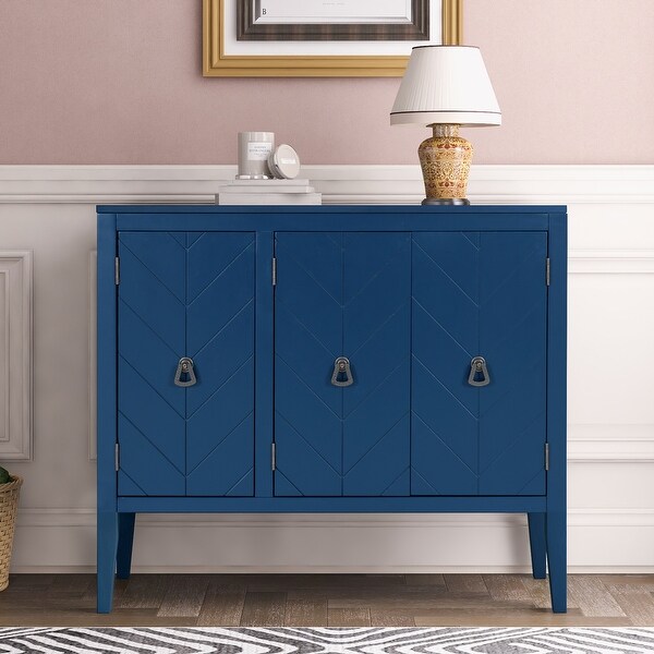 Navy Blue Entryway Console Table Storage Cabinet with Adjustable Shelf