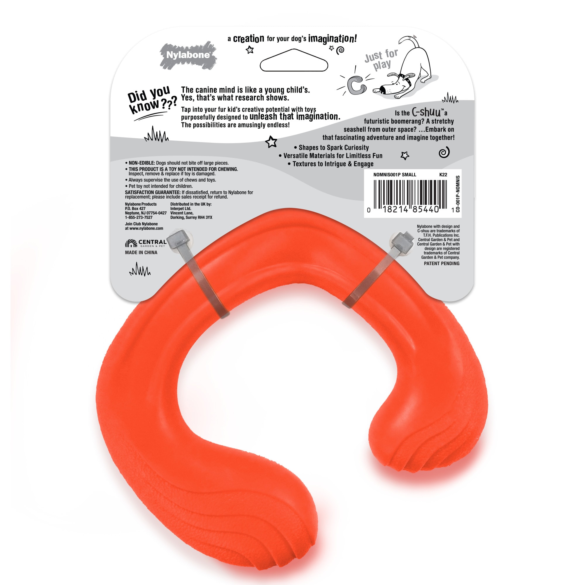 Nylabone Red Creative Play C-SHUU Interactive Dog Toys， Small