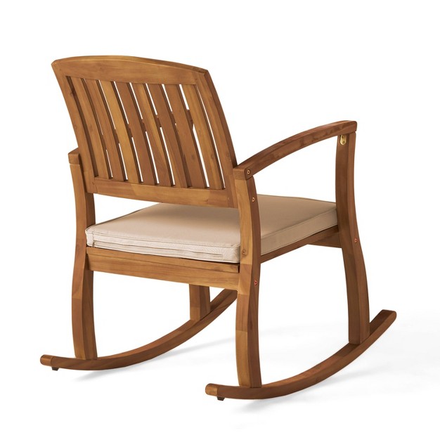 Selma Acacia Rocking Chair With Cushion Brown Christopher Knight Home