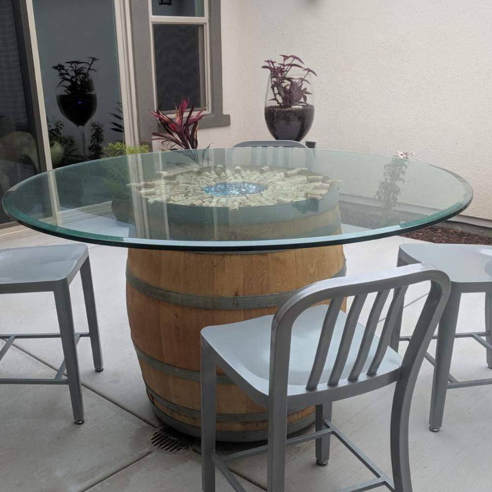 Fab Glass and Mirror 52 in. Clear Round Glass Table Top 12 in. Thickness Tempered Beveled Edge Polished 52RT12THBEAN