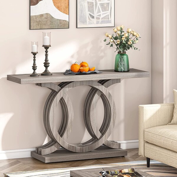 55 inches Farmhouse Console Table with Geometric Base