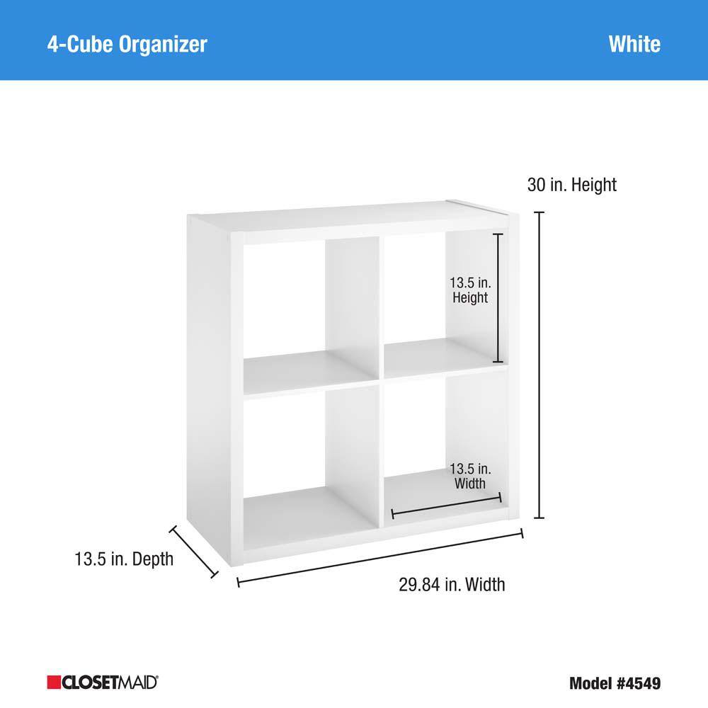 ClosetMaid 30 in. H x 29.84 in. W x 13.50 in. D White Wood Large 4-Cube Organizer 4549