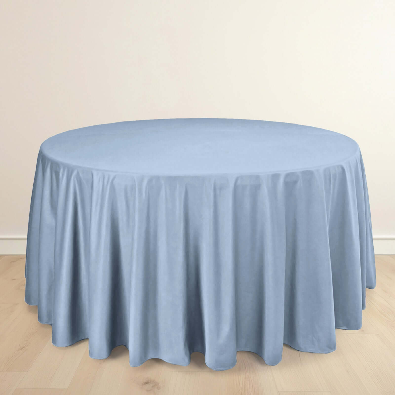 Dusty Blue Premium Scuba Round Tablecloth, Wrinkle Free Polyester Seamless Tablecloth 120