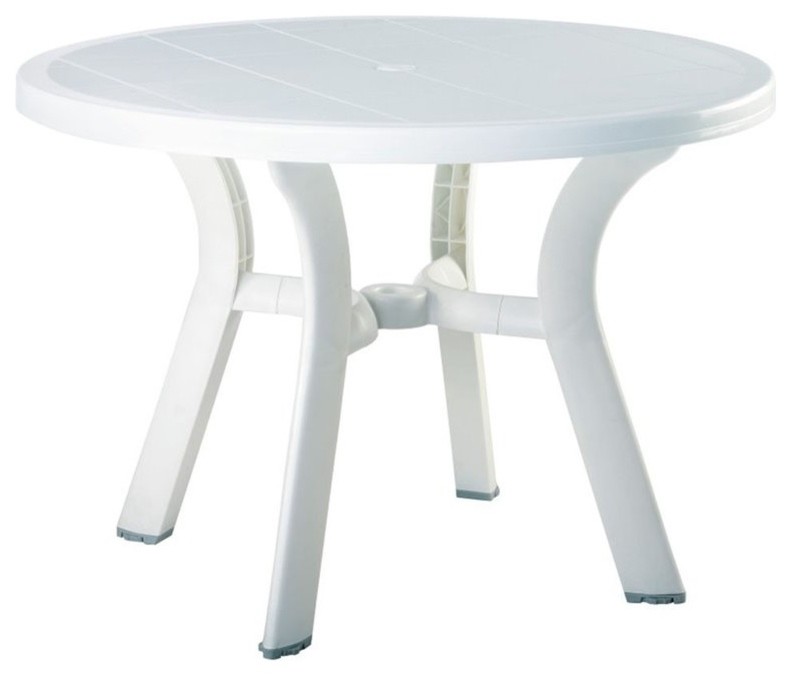 5 Piece Set 42 quotRound Resin Patio Table and 4 Resin Chairs in White   Contemporary   Outdoor Dining Sets   by Homesquare  Houzz