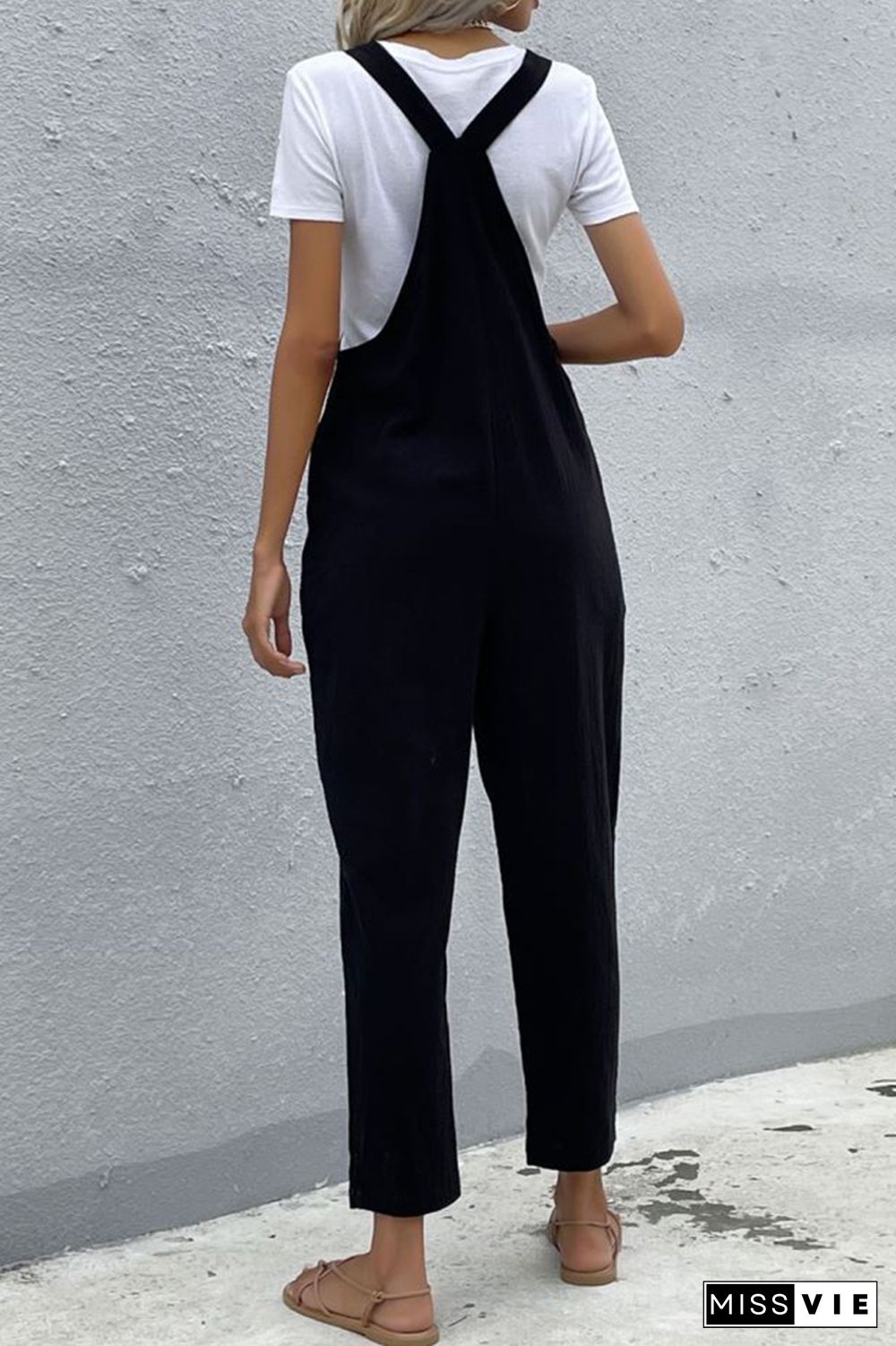 Solid Color Pocket Jumpsuit Wholesale