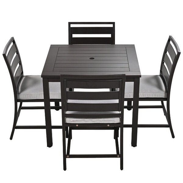 4 Pcs Patio Dining Sets Patio Conversation Sets with Umbrella Hole -  - 37895085