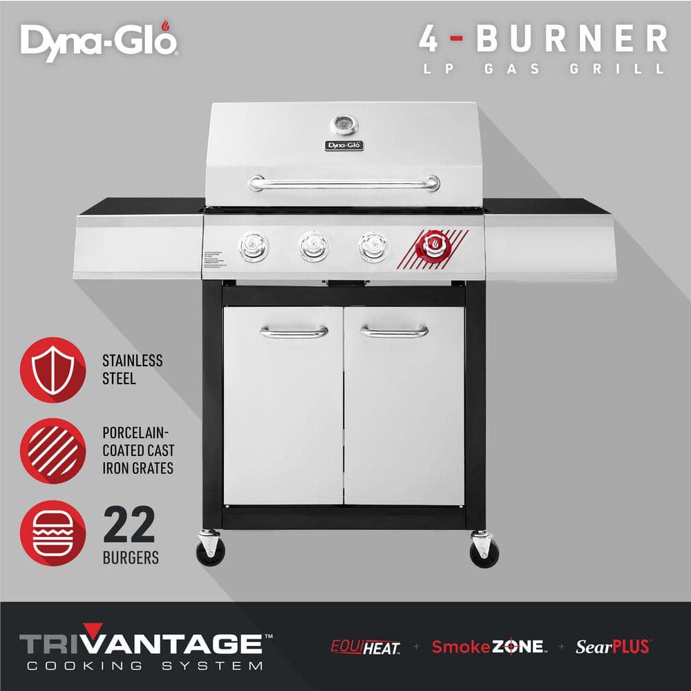 DynaGlo 4Burner Propane Gas Grill in Stainless Steel with TriVantage Multifunctional Cooking System