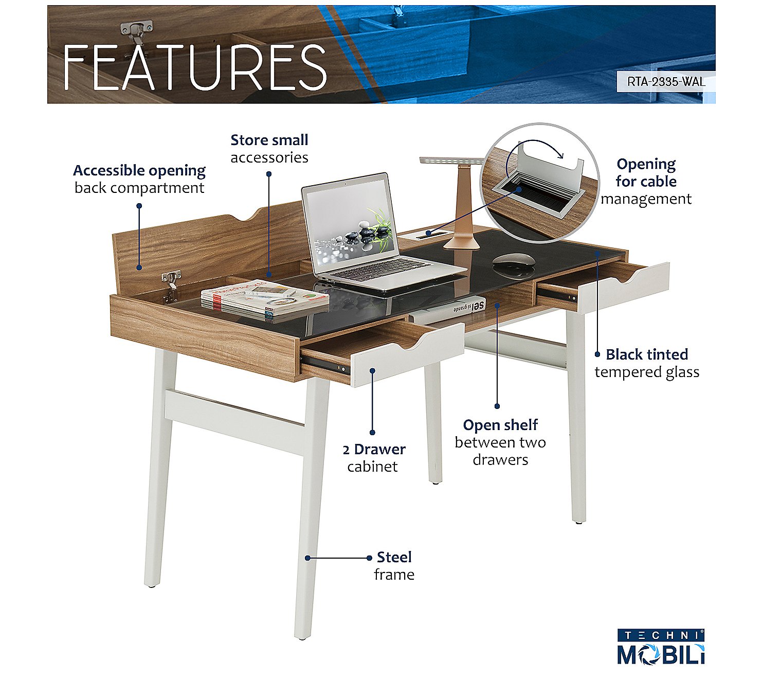 Compact Computer Desk with Multiple Storage