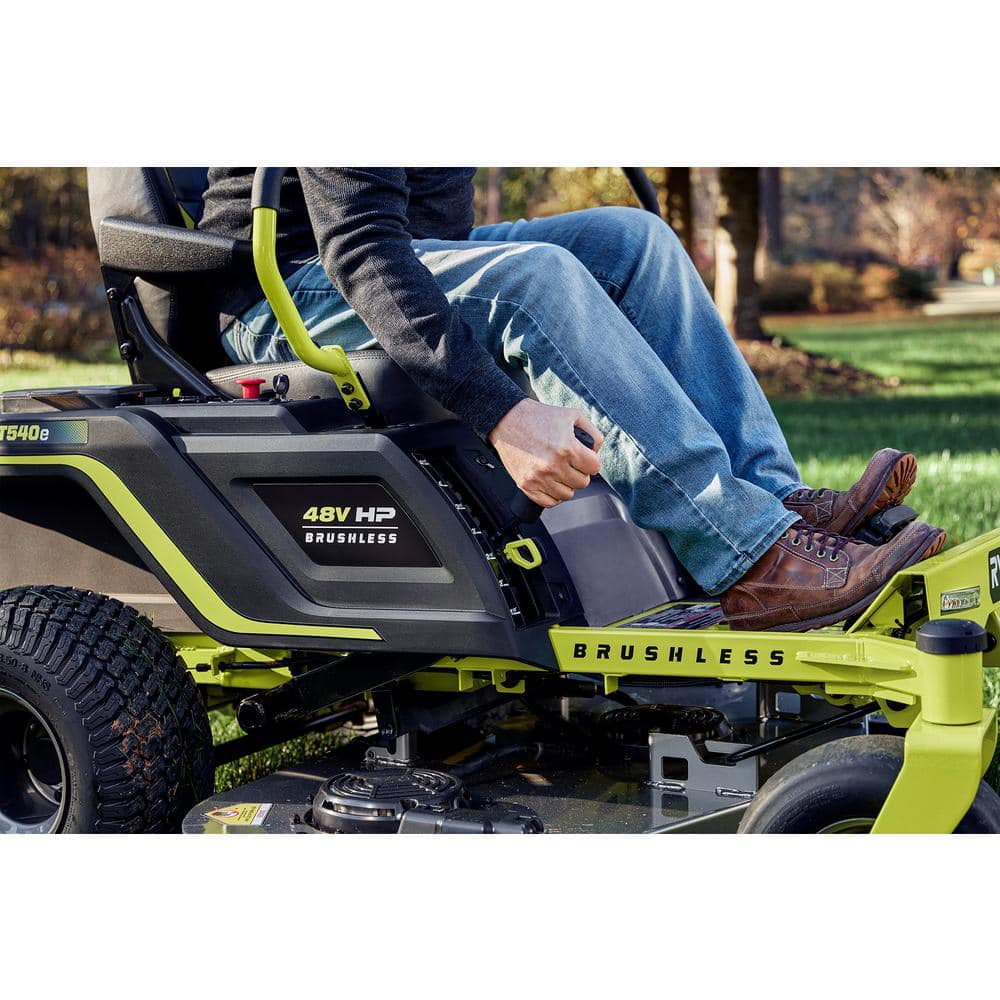 RYOBI 48V Brushless 54 in. 115 Ah Battery Electric Riding Zero Turn Mower with Mulch Kit RY48140-MK