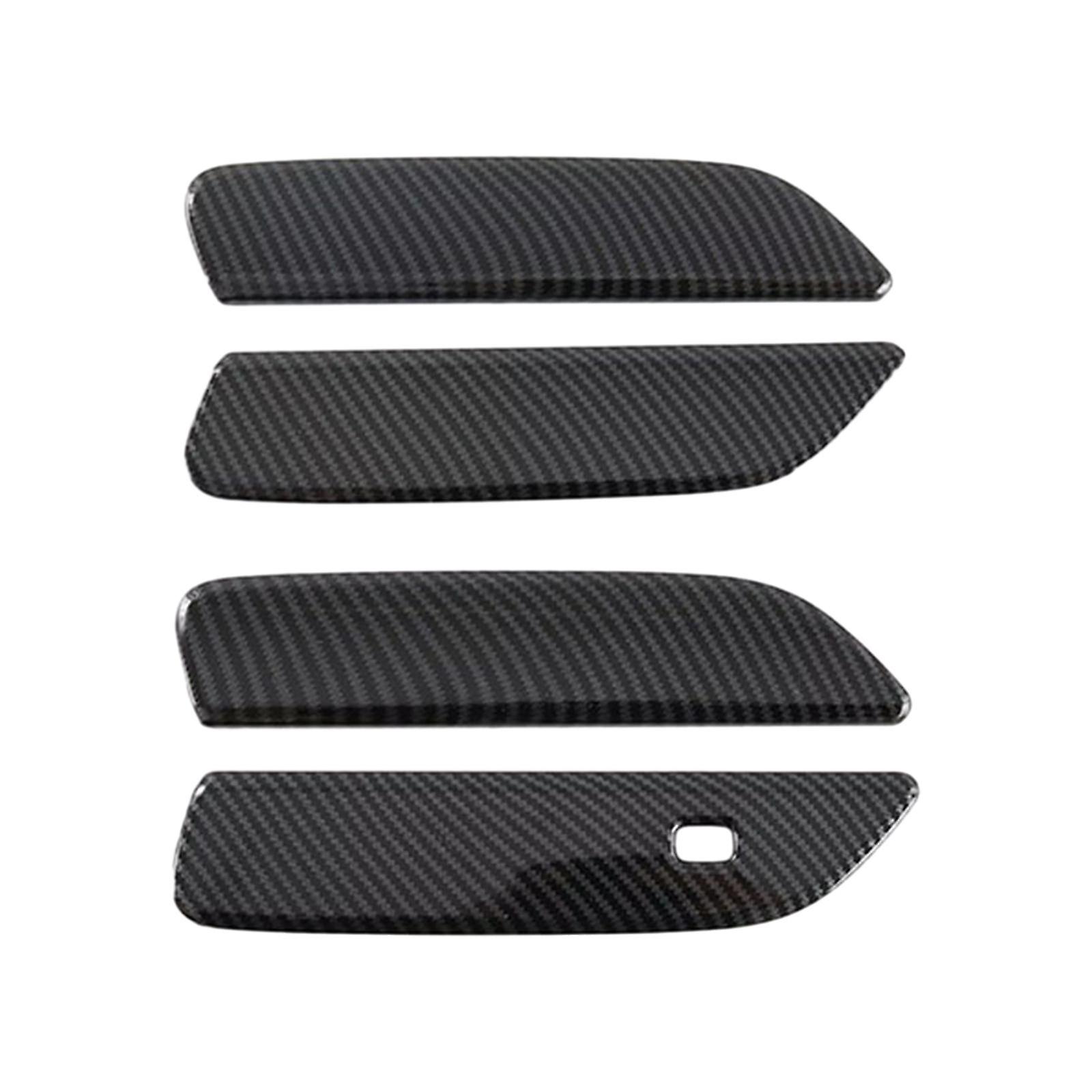 4x Car Door Handle Bowl Covers For Byd Dolphin Ev 2023-2024 Black Carbon Fiber