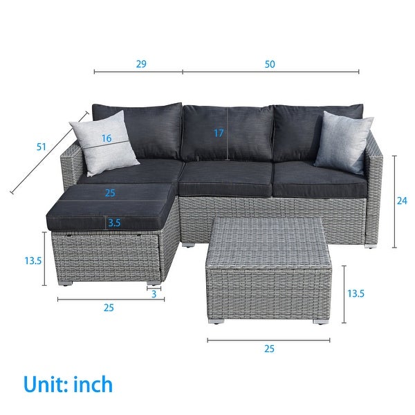 3-piece Patio Furniture Sets Resin Wicker Outdoor Sectional Sofa Chat Set - Overstock - 31721010