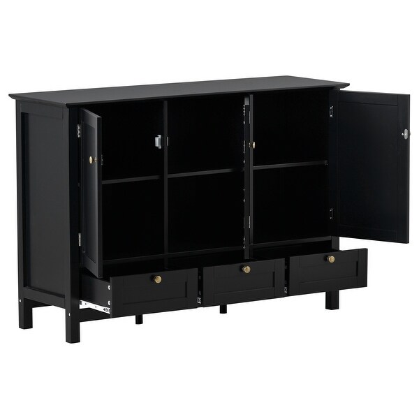 Modern Console Table With 2 Doors，3 Drawers