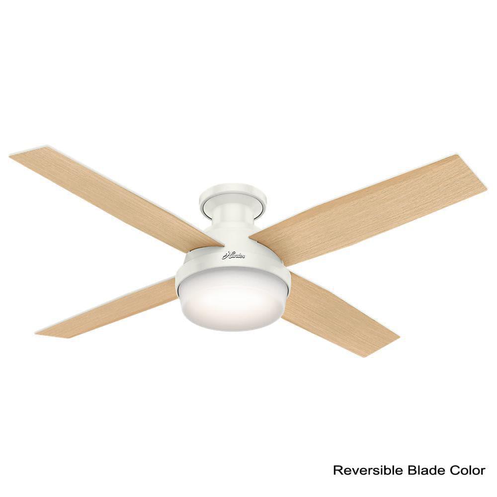 Hunter Dempsey 52 in Low Profile LED Indoor Fresh White Ceiling Fan with Universal Remote