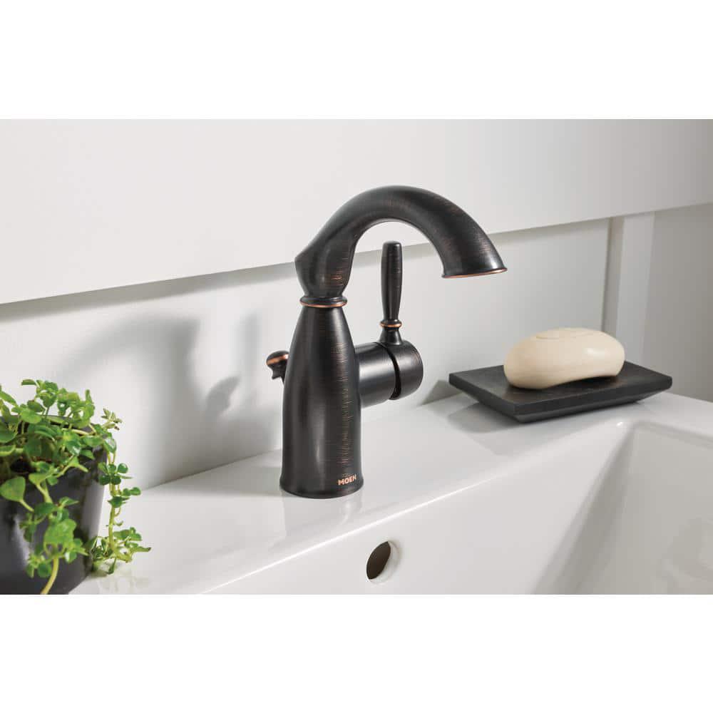 MOEN Sarona Single Hole SingleHandle Bathroom Faucet in Mediterranean Bronze