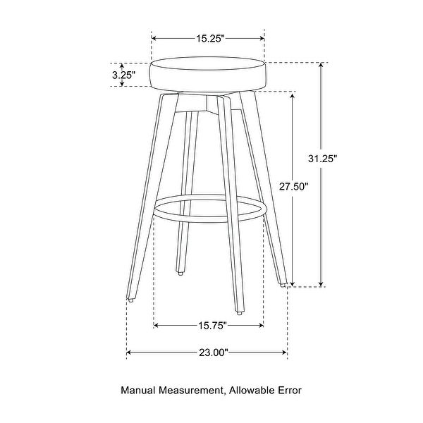 Glitzhome Set of 4 Round Leatherette Swivel Backless Bar Stools