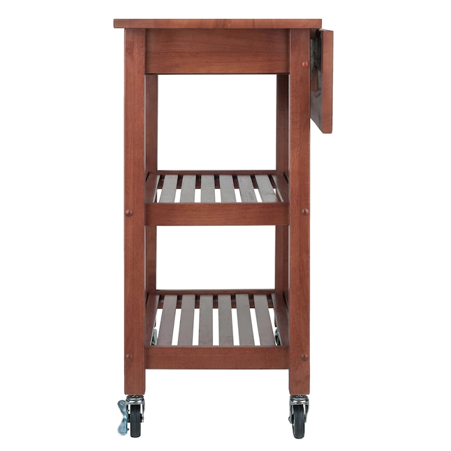 Winsome Wood Brown Wood Base with Wood Top Rolling Kitchen Cart (16.66-in x 28.27-in x 33.07-in)