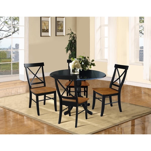 42 in Dual Drop Leaf Dining Table with 4 Dining Chairs - 5 Piece Dining Set