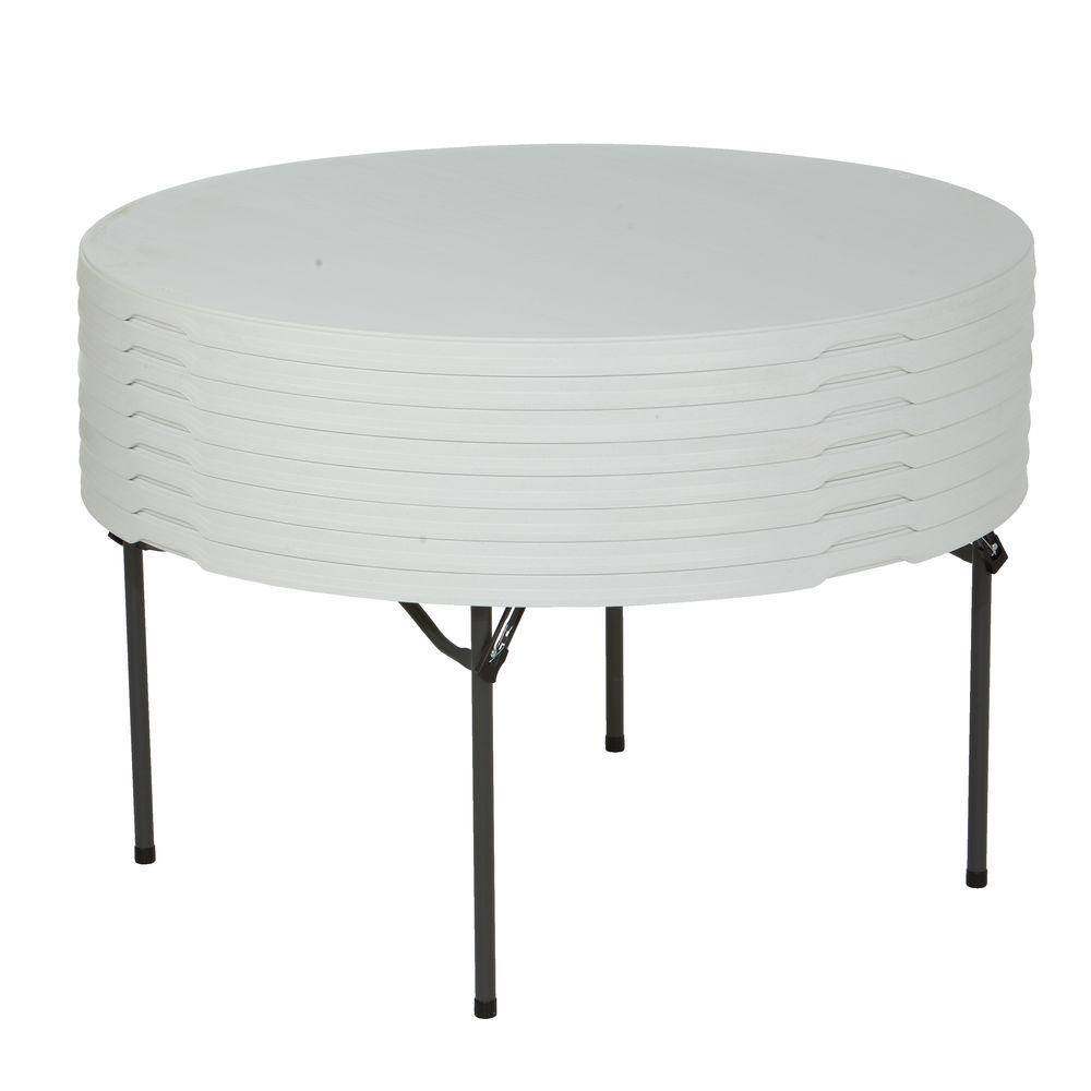 Lifetime 60 in. White Plastic Round Stackable Folding Table 280301