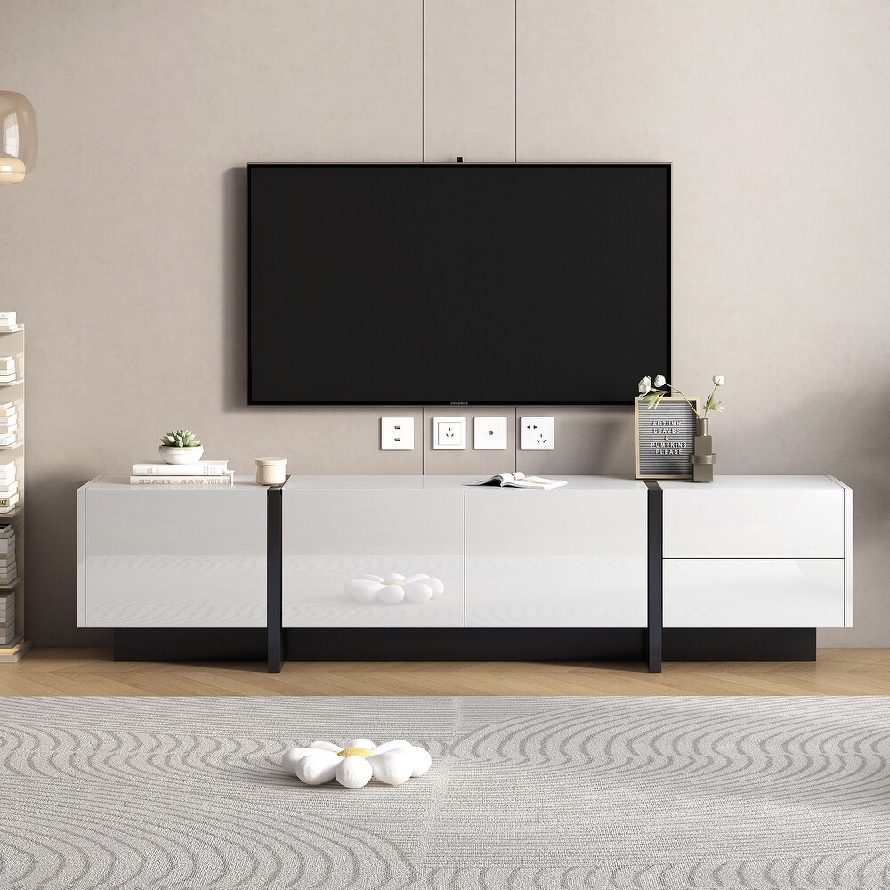 Modern TV Cabinet with High Gloss UV Surface  Unique Style TV Stand for TVs Up to 80\