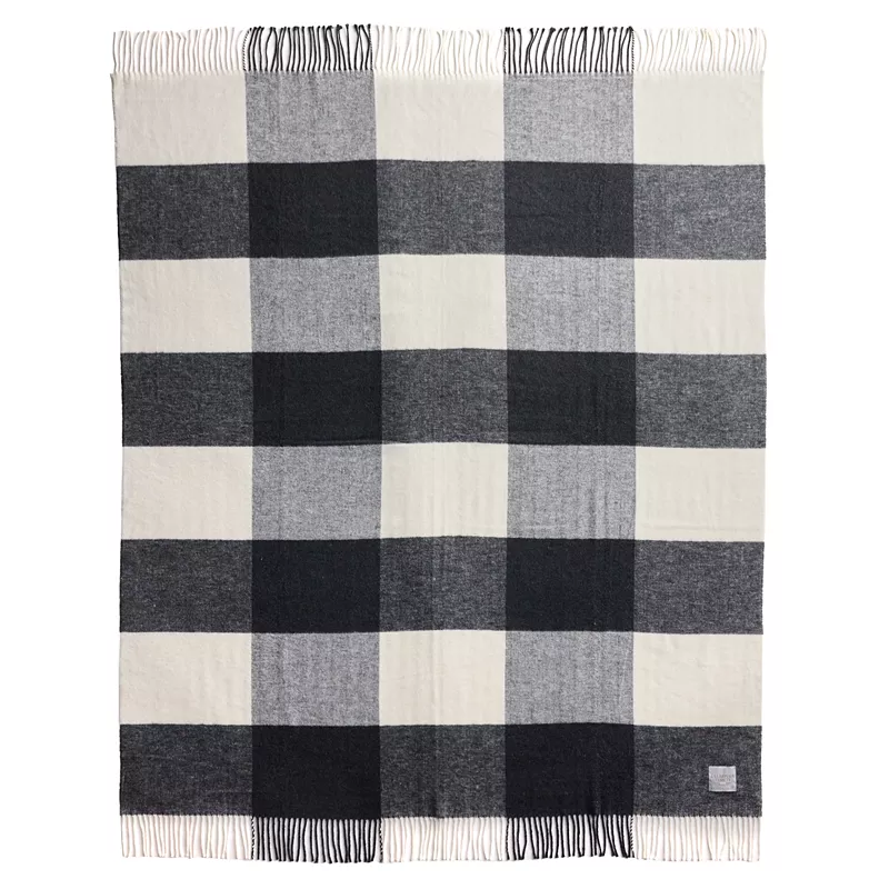 Italian Brushed Plaid Throw With Fringe