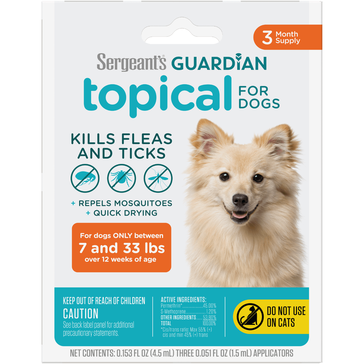 Sergeant’s GUARDIAN® Flea and Tick Topical for Dogs 7-33lbs