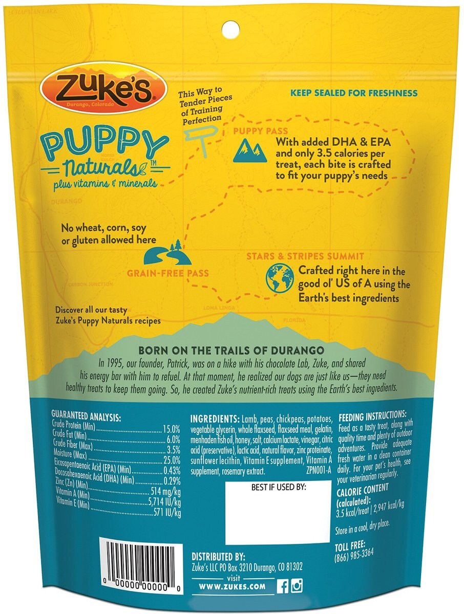 Zuke's Puppy Naturals Lamb and Chickpea Recipe Grain-Free Dog Treats