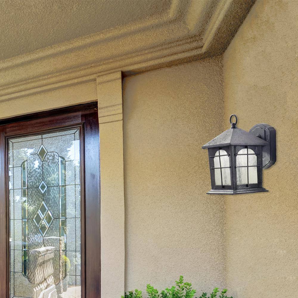 Hampton Bay 1-Light Aged Iron Outdoor Wall Lantern Sconce HB48023P-151